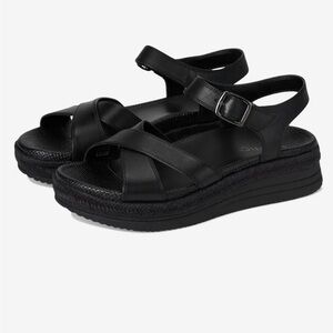 Vionic Strappy Black Platform Sandals- Leather